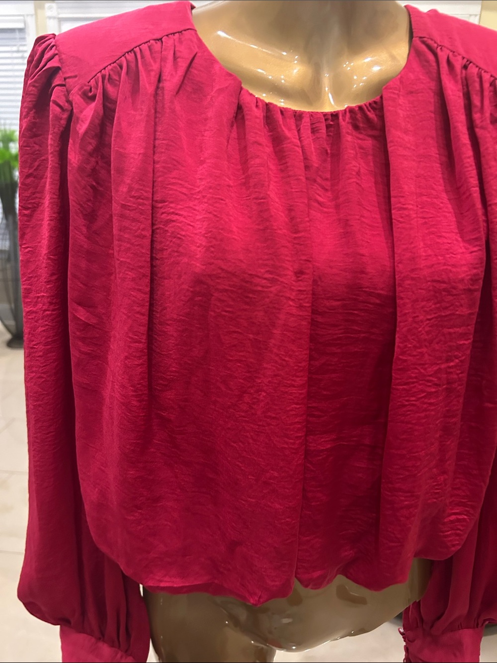 DO+BE Hot Pink Long Sleeve Cropped Blouse